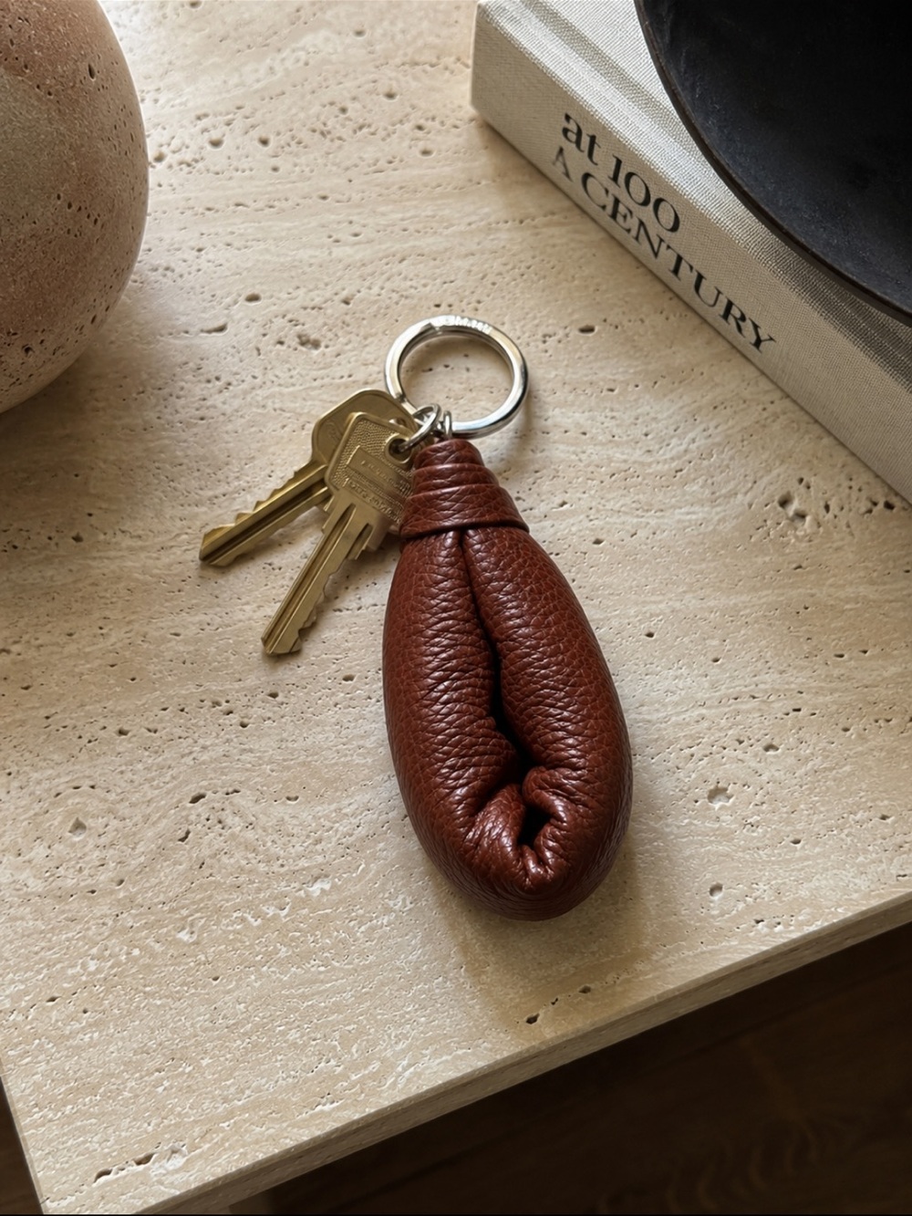 Lemaire Leather Wadded Keychain with Dust Bag